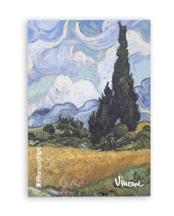Cкетчбук А5. Автор: Винсент Ван Гог; Картина: «Wheat Field with Cypresses»