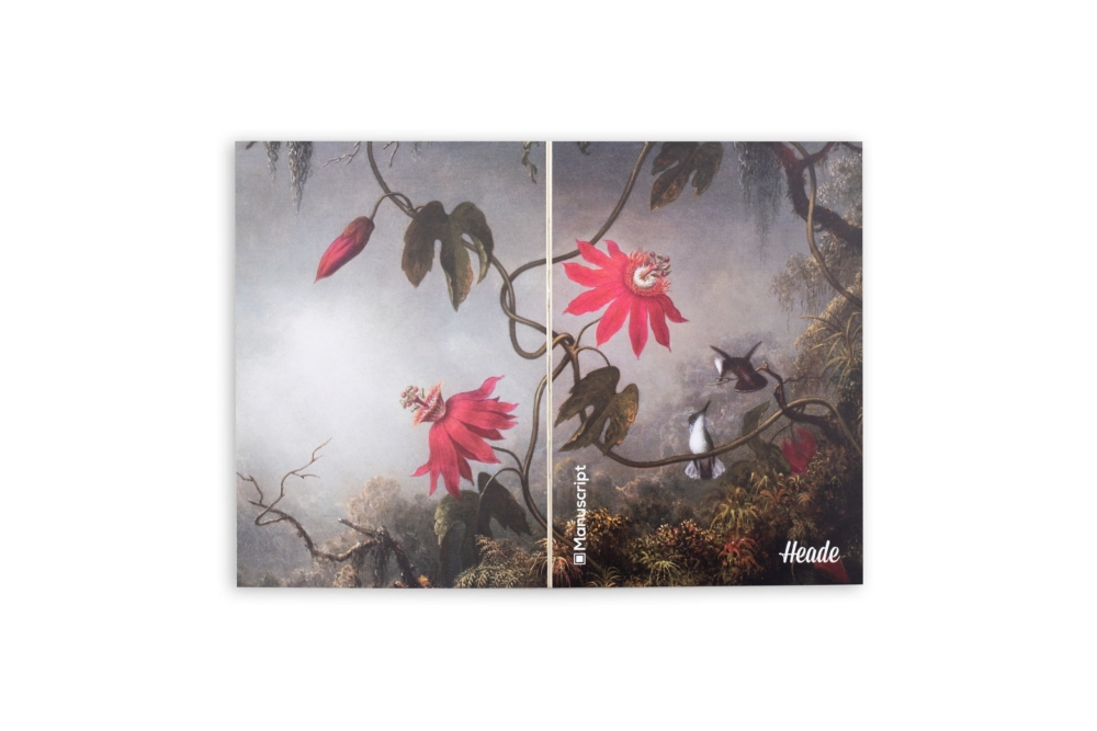 Cкетчбук А5. Автор: Мартин Джонсон Хед; Картина: «Passion Flowers with Hummingbirds»